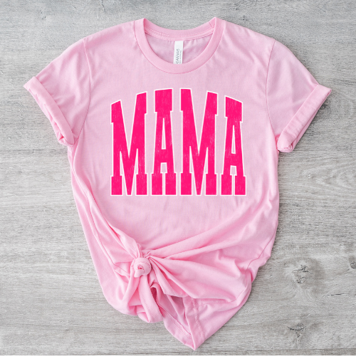 Mama hot pink white outline